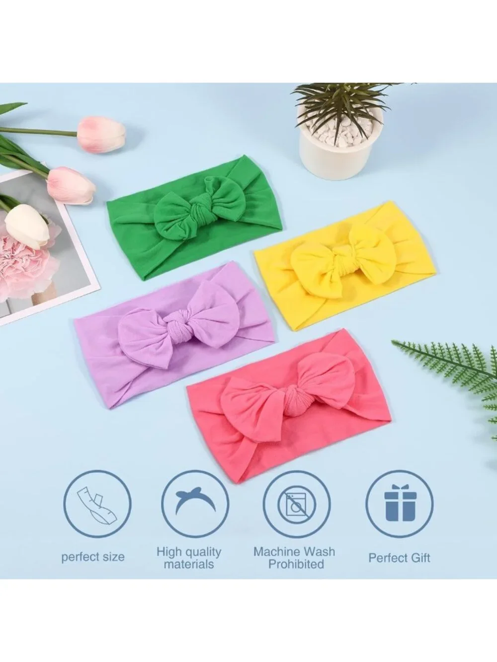 31 PCS Baby Girl Hair Bows Set - Soft Nylon Headbands for Newborns & Toddlers